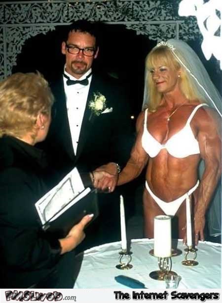 Man marries very muscular woman humor @PMSLweb.com
