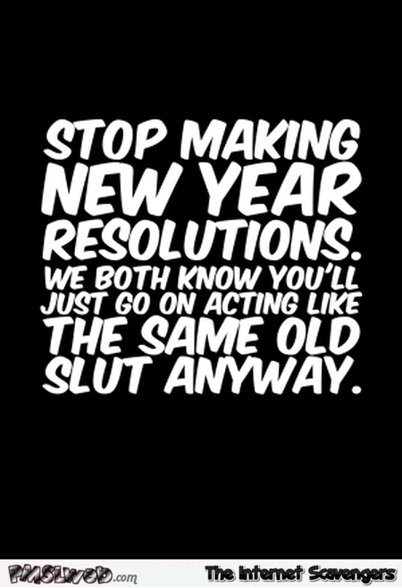 Stop making New Year resolutions sarcastic humor – Hilarious New Year pictures @PMSLweb.com
