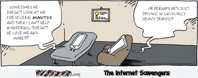Smartphone goes to see a psychologist funny comic @PMSLweb.com
