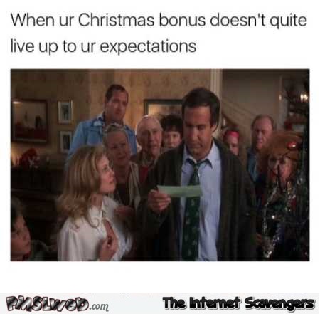 When your Christmas bonus doesn’t quite live up to your expectations funny meme
