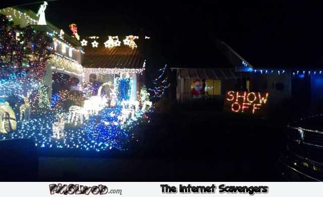 Funny show off Christmas decorations