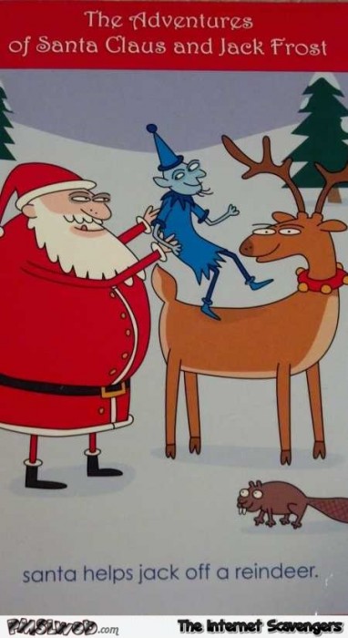 Santa helps Jack off a reindeer funny cartoon