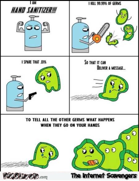 Funny hand sanitizer cartoon @PMSLweb.com