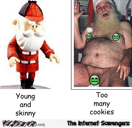 Santa after too many cookies adult humor @PMSLweb.com