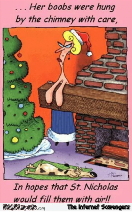 Her boobs were hung by the chimney funny Christmas cartoon