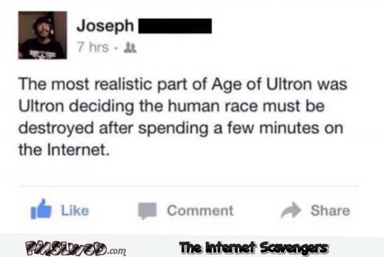 The most realistic part of Age of Ultron funny tweet – Funny Thursday memes @PMSLweb.com