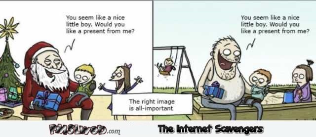 The right image is all-important funny cartoon
