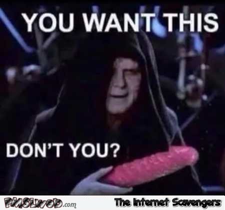 Emperor Palpatine knows that you want the dildo funny adult meme @PMSLweb.com