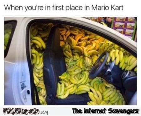 When you're in 1st place at Mario Kart funny meme @PMSLweb.com