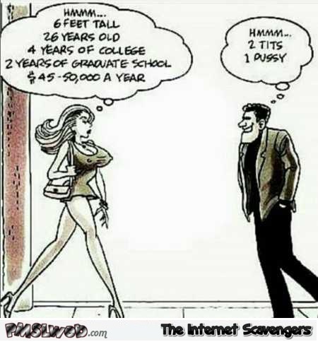 How women and men judge each other funny adult cartoon @PMSLweb.com
