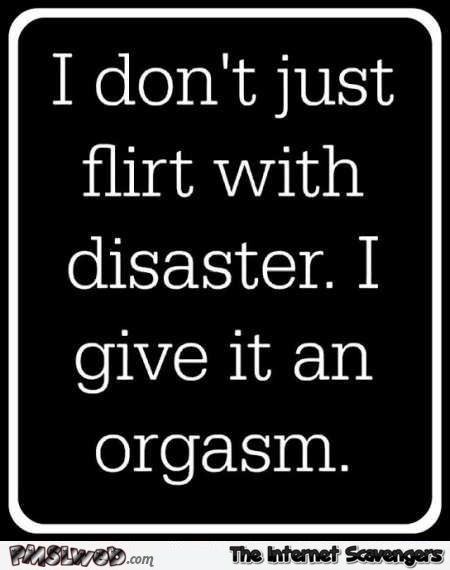 I don’t just flirt with disaster sarcastic humor @PMSLweb.com
