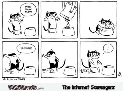 Funny cat eating habit cartoon - Chucklesome Friday pictures @PMSLweb.com