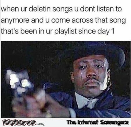 When you're deleting songs from your playlist funny meme