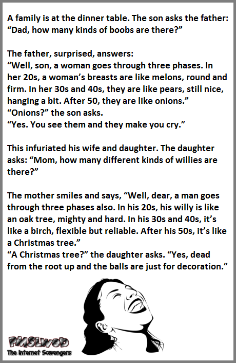 Mum and daughter versus dad and son joke @PMSLweb.com