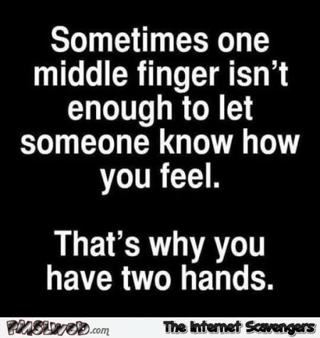 Sometimes one middle finger is not enough sarcastic quote
