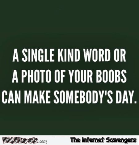A photo of your boobs can make somebody's day funny quote @PMSLweb.com