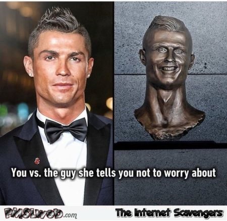Funny new statue of Cristiano Ronaldo meme @PMSLweb.com