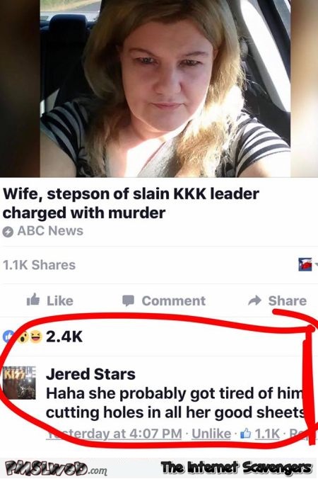 Wife of KKK member charged with murder funny comment @PMSLweb.com