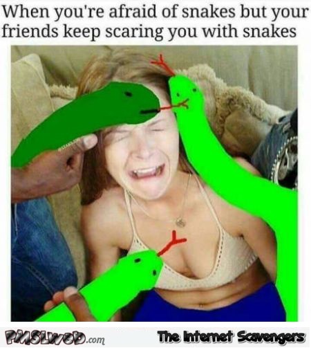 When you're afraid of snakes funny adult meme @PMSLweb.com