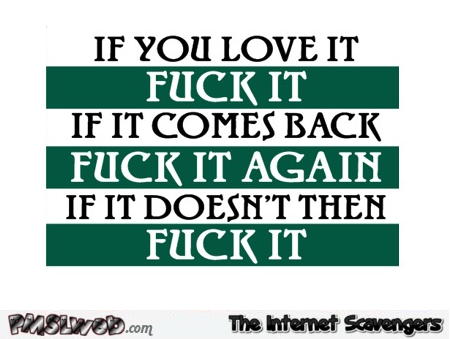 If you love it fuck it sarcastic humor