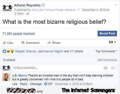 The most bizarre religious belief funny Facebook comment