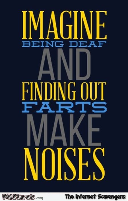 Imagine being deaf and finding out farts make noises humor @PMSLweb.com