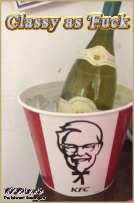 Funny wine in KFC bucket meme @PMSLweb.com