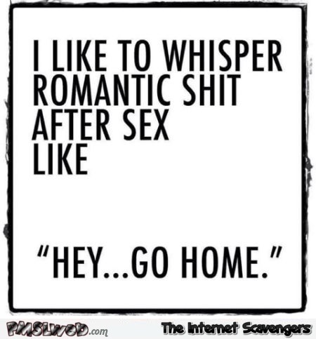 I like to whisper romantic shit after sex funny quote @PMSLweb.com
