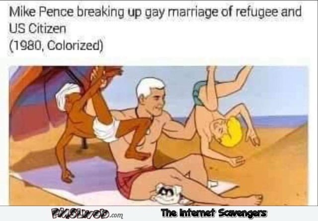 Mike Pence breaking up gay marriage funny meme @PMSLweb.com