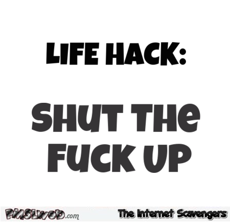 Life hack STFU sarcastic humor - Sarcastic and funny pictures @PMSLweb.com