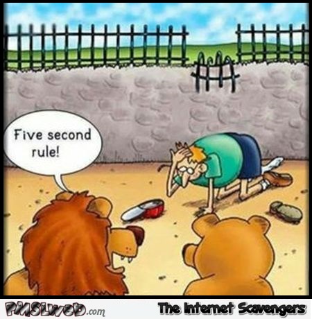 5 second rule for lions funny cartoon @PMSLweb.com