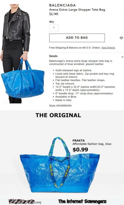 Balenciaga bag versus Ikea bag humor