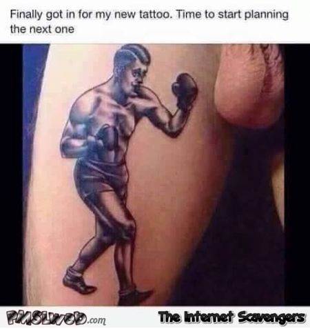 Funny boxing the ballsack tattoo adult humor @PMSLweb.com