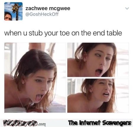 When you stab your toe on the table funny porn meme - Funny naughty pictures @PMSLweb.com