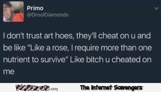 I don't trust art hoes funny status