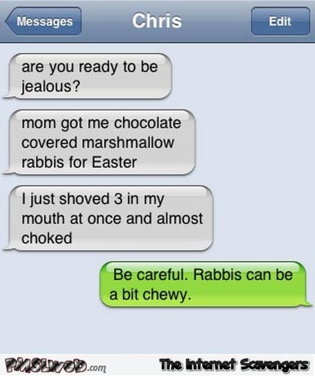 Funny rabbis Easter autocorrect fail @PMSLweb.com