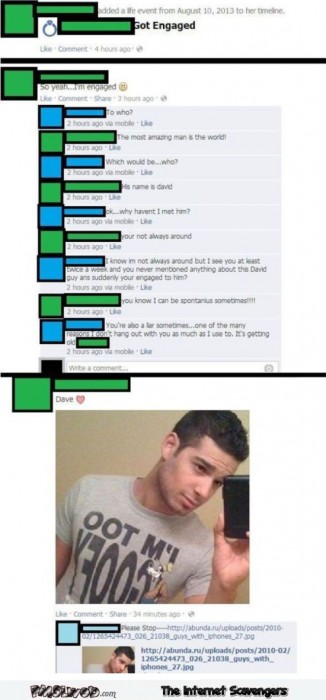 Busted lying about getting engaged funny Facebook fail