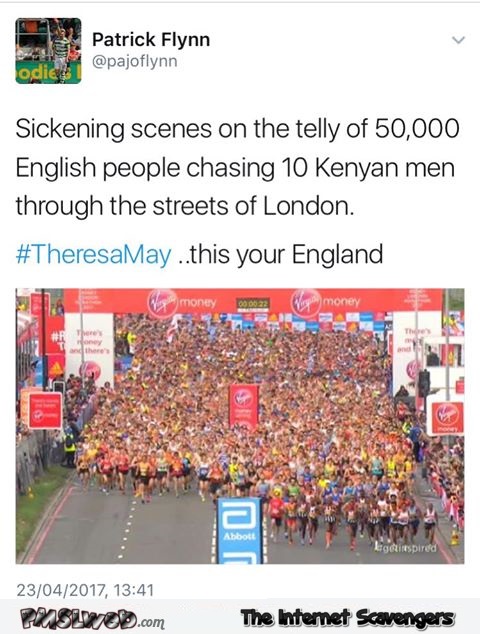 English crowd chasing 10 Kenyan men funny tweet