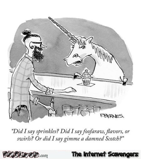 Unicorn just wants a Scotch funny cartoon @PMSLweb.com