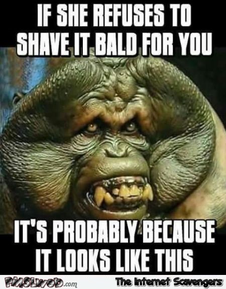If she refuses to shave it bald for you funny adult meme @PMSLweb.com