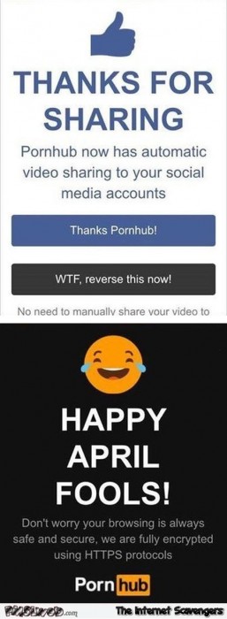 Funny PornHub April fools prank 2017
