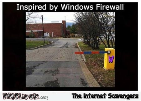 Parking barrier inspired by windows firewall funny meme @PMSLweb.com
