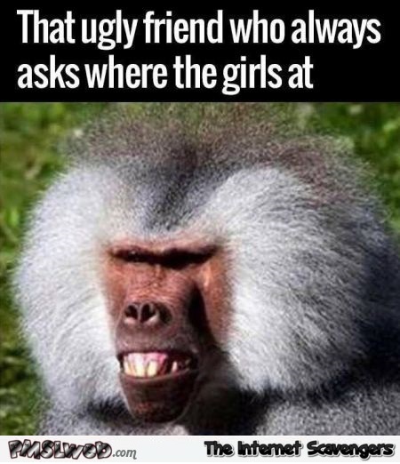 That ugly friend who always asks where the girls are funny meme @PMSLweb.com