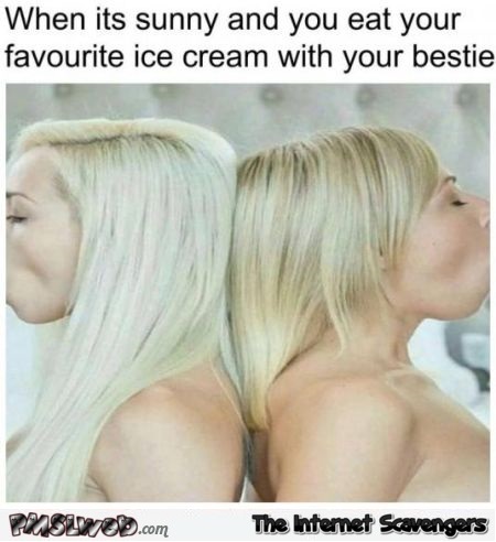 When you eat ice-cream with your bestie funny adult meme @PMSLweb.com