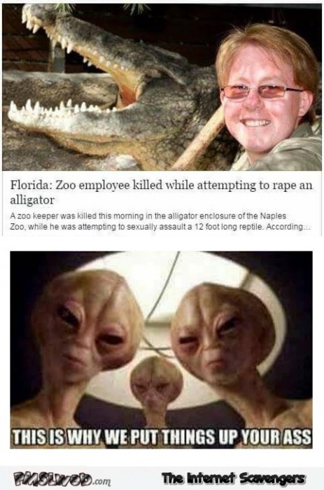 Zoo keeper killed while attempting to rape alligator WTF news
