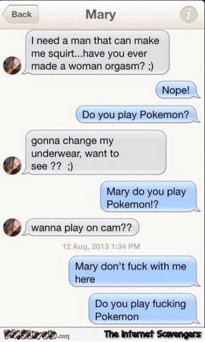 Sexting with a Pokemon player funny text message