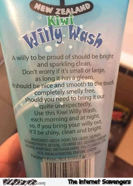 Funny Kiwi willy wash @PMSLweb.com