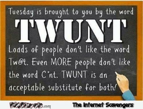 Tuesday is brought to you by the word twunt sarcastic humor - Wacky Tuesday Funnies @PMSLweb.com