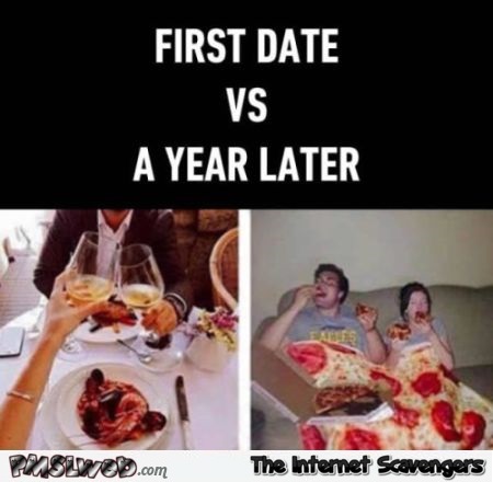 First date versus a year later funny meme