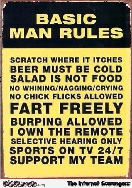 Funny basic man rules - Funny Internet pics @PMSLweb.com
